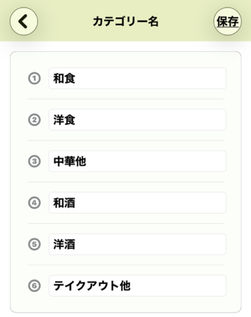 カテゴリー名の編集